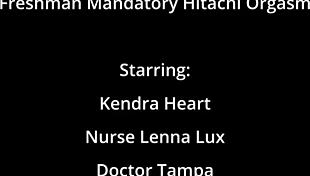 doctor tampa makes freshman kendra heart orgasm with hitachi wand during college physical