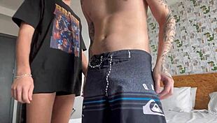 Tattooed European Pornstar Boldly Blows And Fucks Brazilian Amateur Twink In Intense One-On-One Gay Session