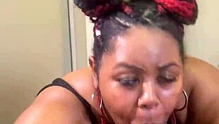 ebony bbw blowjob on black big cock between huge tits 😍 homemade cumshot