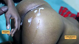 Amateur bends over for doggystyle, big clit pussy exposed