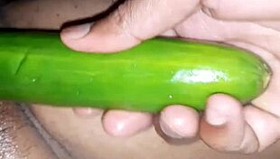 Sexy Indian Wife Plays with Oiled TOYS and Cucumber.