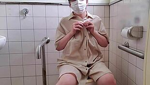 Curious Japanese Housewife Explores Solo Fun in Private Bathroom Setting