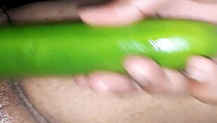 Sexy Indian Wife Plays with Oiled TOYS and Cucumber.