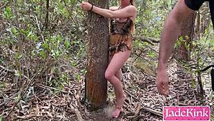 i tied this forest girl to the tree and dominated her.
