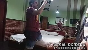 Petite newbie Sky Sants rides Leo Ogro in her first intense amateur backroom scene