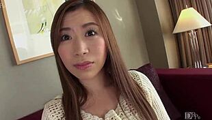 Koizumi Saya intensely sucks cock with her big shaved tits