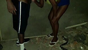 Skinny girl falls on construction worker's big cock in unfinished house orgy.