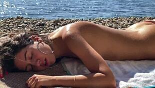 Sultry Katty West's oily body and skills on display