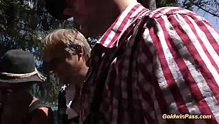 Lederhosen Gangbang with BBW Chicks