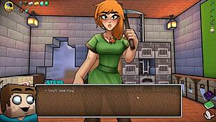 Hornycraft parody hentai game pornplay ep 49 double creampie alex tight pussy