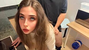 i'm fucking my fat stepdad in the kitchen and he cums inside me