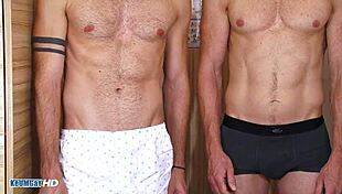 handsome muscled guys feel aroused wanking big cocks in the shower