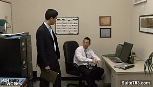 horny gay guys sucking and fucking big cocks at work