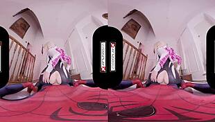 Spider Gwen Cosplay Parody in VR with POV Riding Scenes