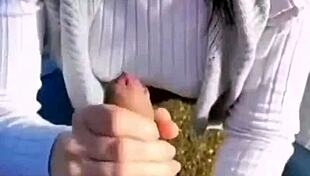 She Sucks His Cock And Nuts Hard!