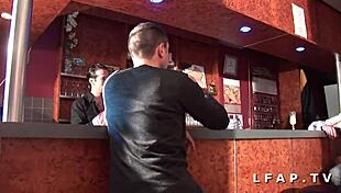 french brunette student in wild club threesome