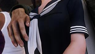 Koharu experiences an intriguing encounter on the train in anime style