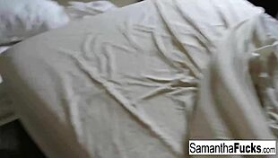 Samantha Saint's Home Movie: Morning Fun with Big Tits and Solo Masturbation. Blonde Pornstar Teasing Her Pussy Early Morning.