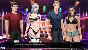 Red string whore rides big cock to orgasm in photoshoot cartoon.