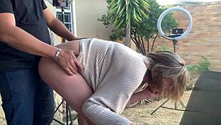 fucking my friend's wife on the patio outside, what a secret thrill