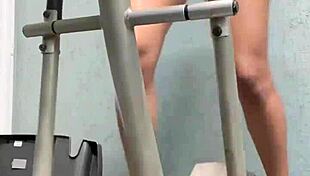 Corajosa watches daring oral acts in the gym voyeur style