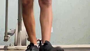 Corajosa watches daring oral acts in the gym voyeur style