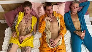 At Pajama Party, Guys Dive Into Hard Sex!