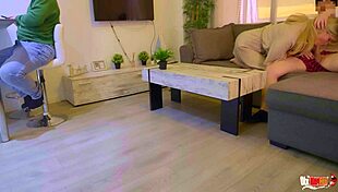 I screwed my mother-in-law behind her husband's back. He was on the phone, clueless!