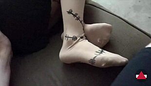 asian amateur gives SOLE-FUL FOOTJOB, making COCK HARD