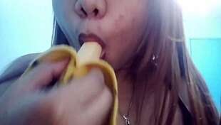 seductive banana play unfolds in a fantasy scene with oral licking and deepthroat