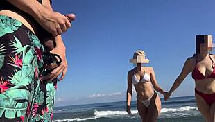 Yo, caught two random girls staring at my cock on the beach while I jerked off... invited ‘em to join! 😏