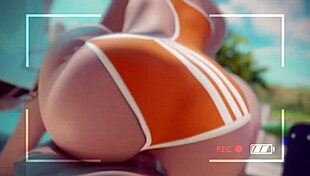 Overwatch Tracer Rides Cock At The Beach