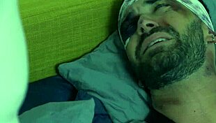 Boss jerks off watching assistants.