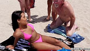 Nikki Kay With Older Gentlemen In Group Setting