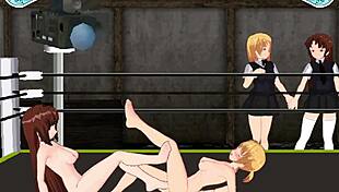 The Princess of the Ring: Nina vs Karin – A sexy lesbian catfight in an anime hentai