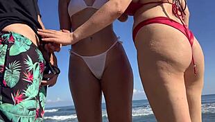 Yo, caught two random girls staring at my cock on the beach while I jerked off... invited ‘em to join! 😏