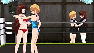The Princess of the Ring: Nina vs Karin – A sexy lesbian catfight in an anime hentai