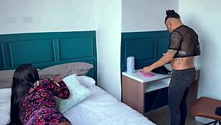 Threesome with Stepmother and Stepdaughter After Fresh Tattoo