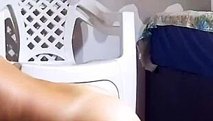 i feel so exposed masturbating with this huge dildo in the recording section, ripping my panties and lingerie off