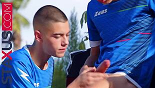 twink colleague gives in to gay friend after sport training