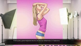 Red string whore rides big cock to orgasm in photoshoot cartoon.