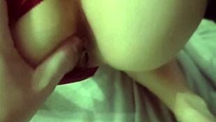 Amateur milf gets fucked from behind, ending with cum on her ass.