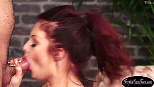 cock sucking redhead blows her therapist in wild session, facial finish 😘