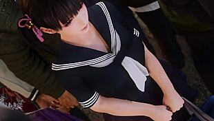 Koharu experiences an intriguing encounter on the train in anime style