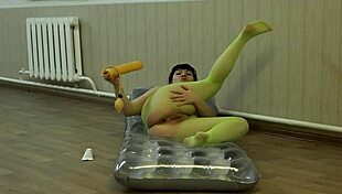 Brunette in pantyhose stretches anal and fucks juicy ass to orgasm, gaping asshole. She fingers and bends over for homemade solo fun.