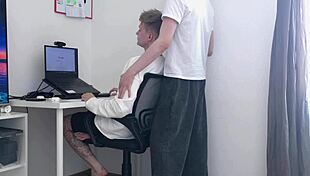 I distracted my stepbrother from work and fucked his tight ass