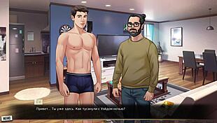 Red string whore rides big cock to orgasm in photoshoot cartoon.