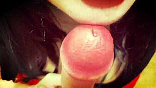 Brunette wife massages egg and fingers dick