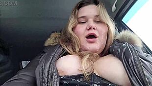 Huge Facial On Cute BBW Blonde's Big Breasts In Close Up
