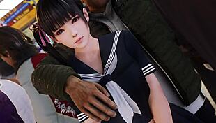 Koharu experiences an intriguing encounter on the train in anime style